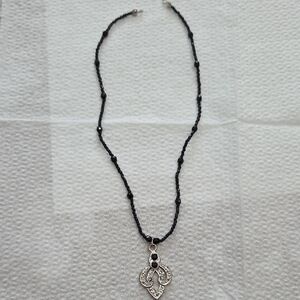 Elegant Black and Silver Heart Pendant Necklace